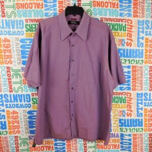 Vintage FUBU Collection Shirt Mens XL Purple Short Sleeve Button Up 90s Y2K
